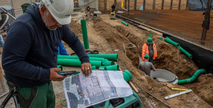 Konzeption an Baustelle, Vermessung