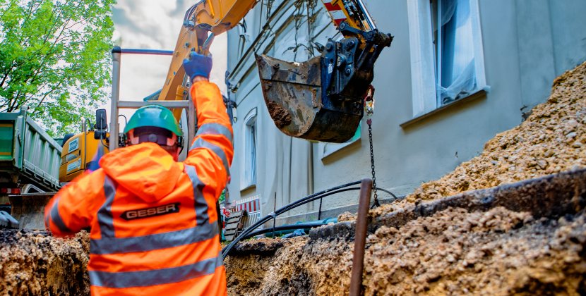 Tiefbau mit Arbeiter